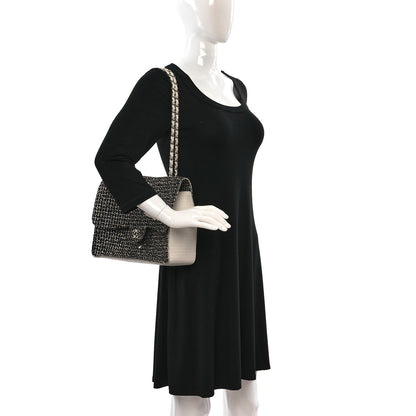 Chanel Tweed Jumbo Single Flap Black Ivory 2 of 9