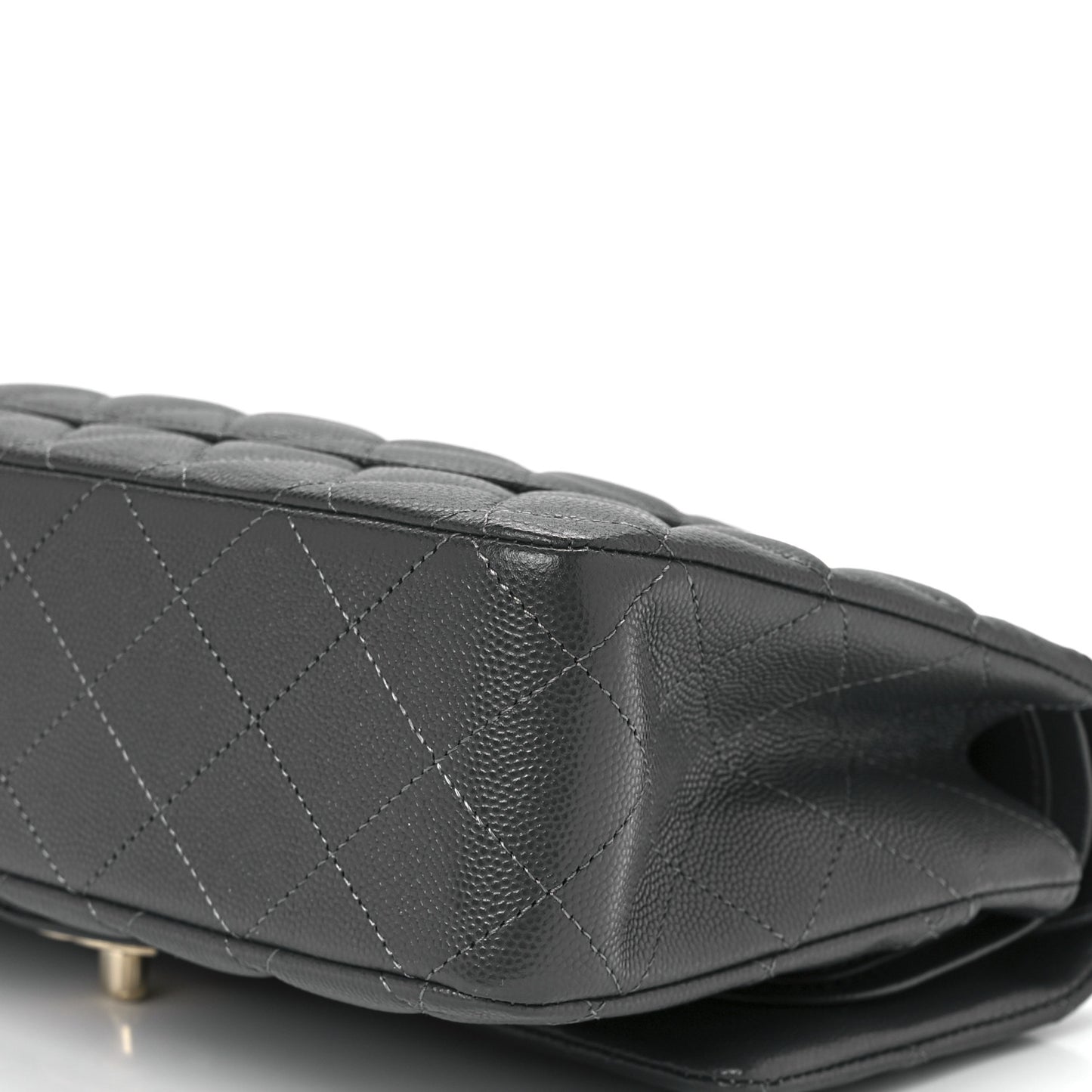 Caviar Quilted Medium Double Flap Dark Grey