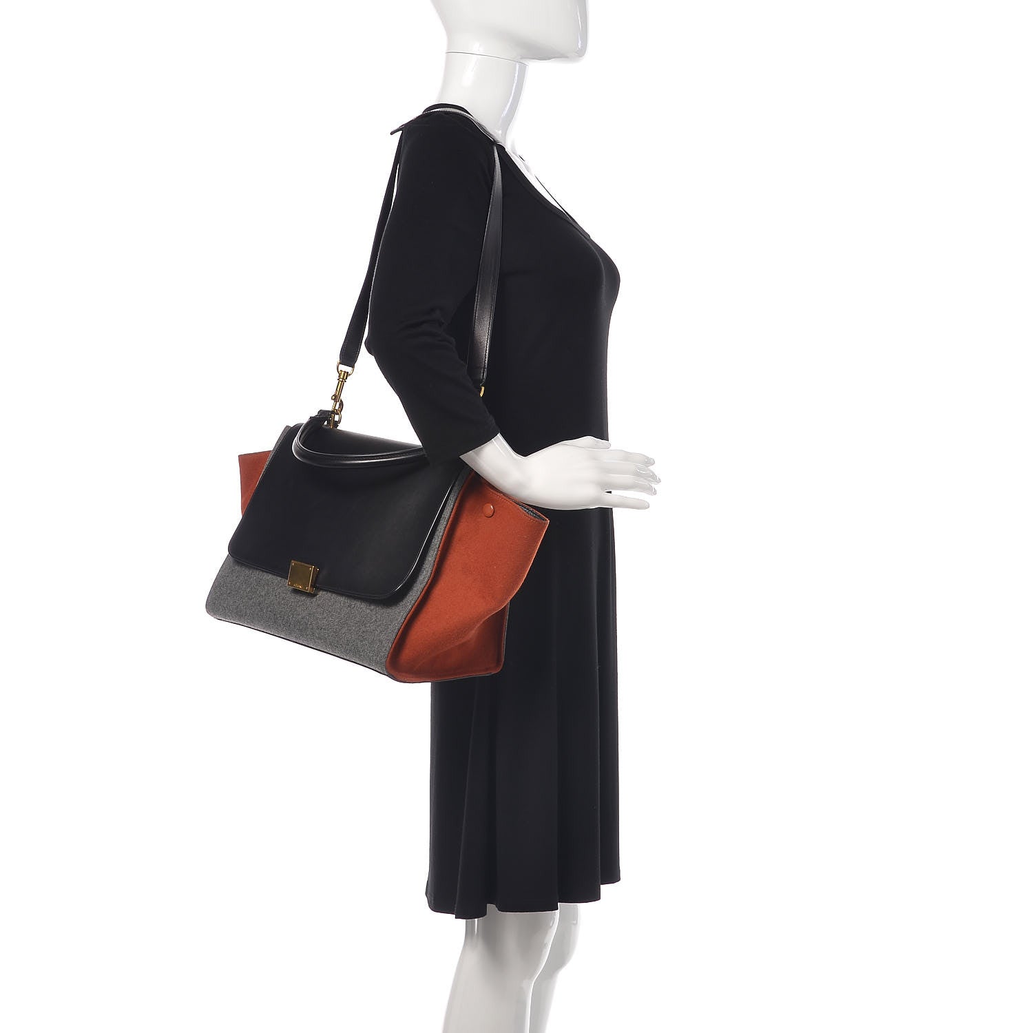 Celine Felt Smooth Calfskin Tri-color Medium Trapeze Brick 2 of 14