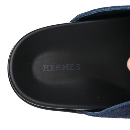 Hermes Suede Calfskin Mens Go Mules 40 Bleu Celeste 9 of 10
