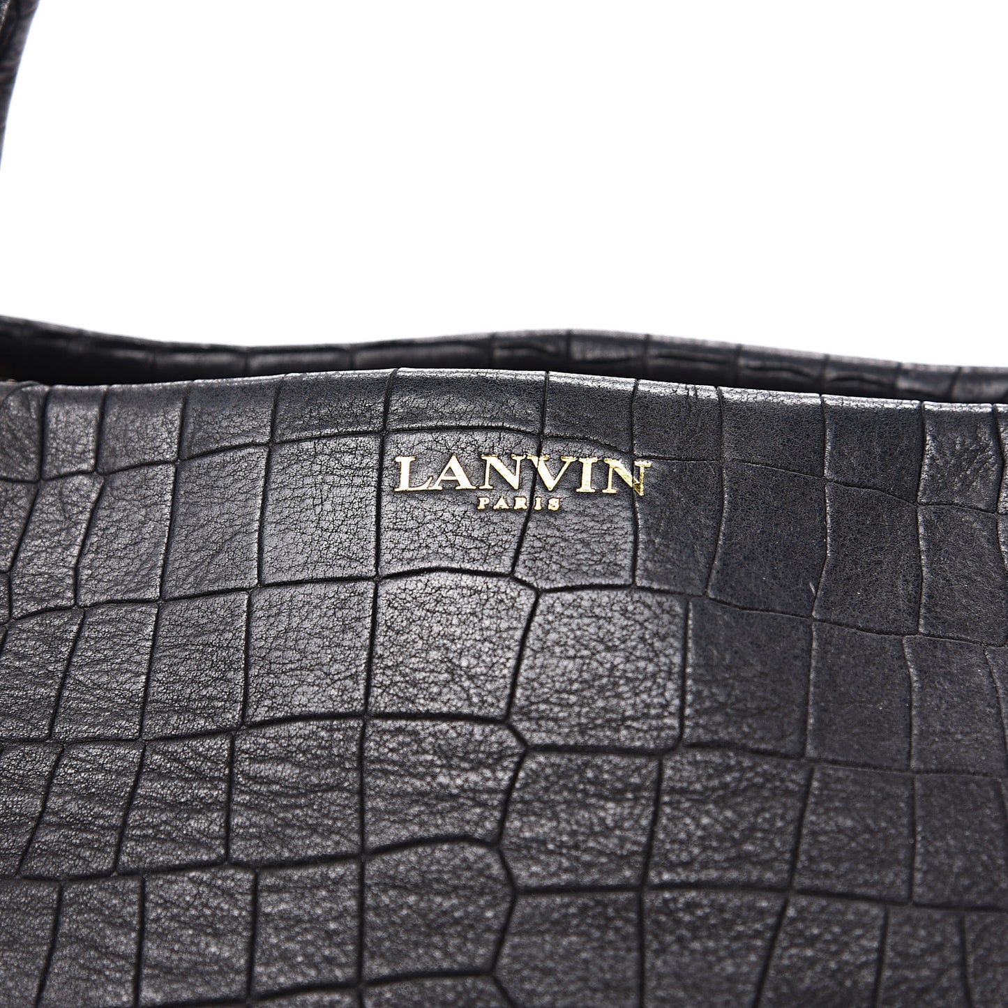 Crocodile Stamped Calfskin Trilogy Bowling Bag Black