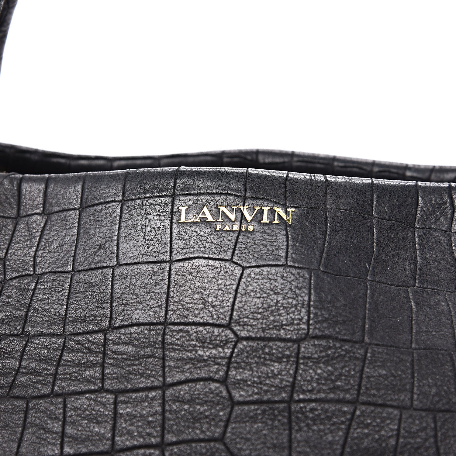 Lanvin Crocodile Stamped Calfskin Trilogy Bowling Bag Black 11 of 14