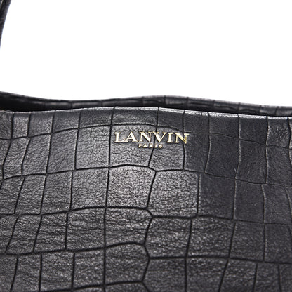 Lanvin Crocodile Stamped Calfskin Trilogy Bowling Bag Black 11 of 14