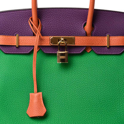 Hermes Togo Horseshoe Birkin 30 Anemone Bambou Orange 10 of 11