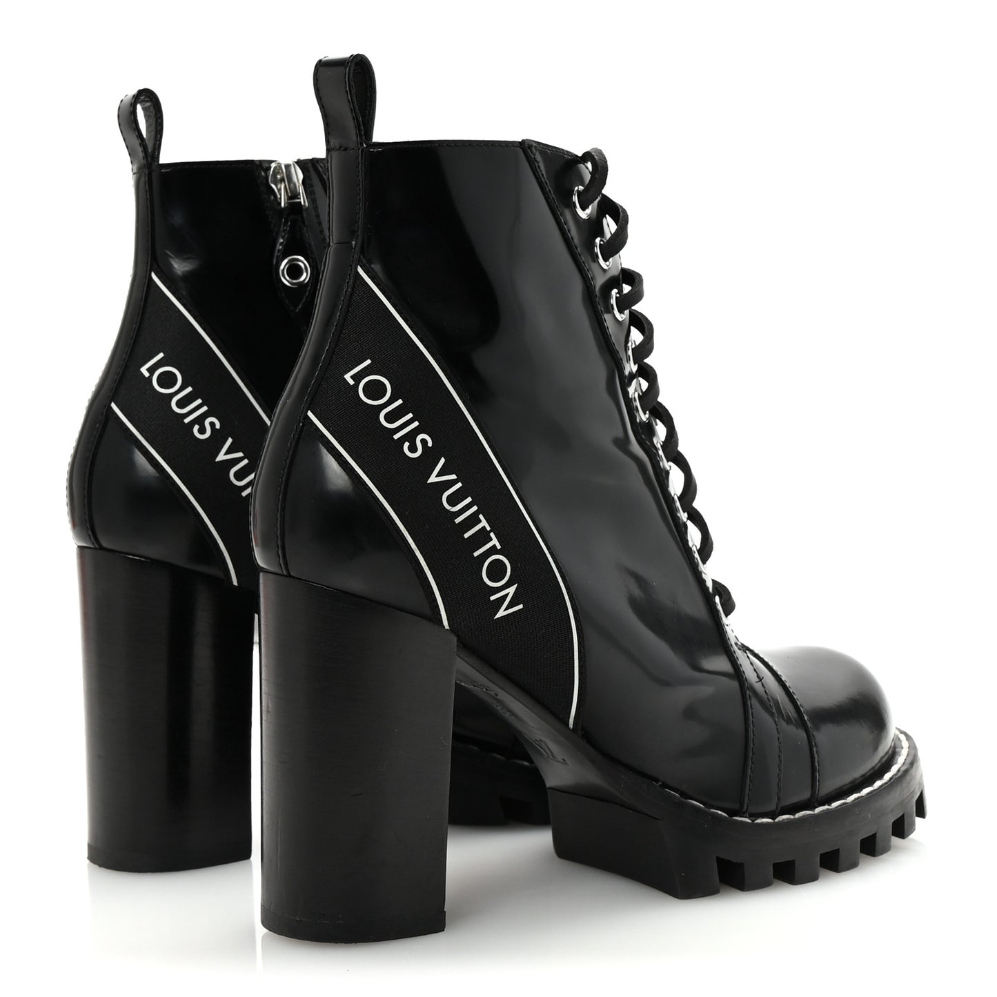 Glazed Calfskin Star Trail Ankle Boots 39 Black