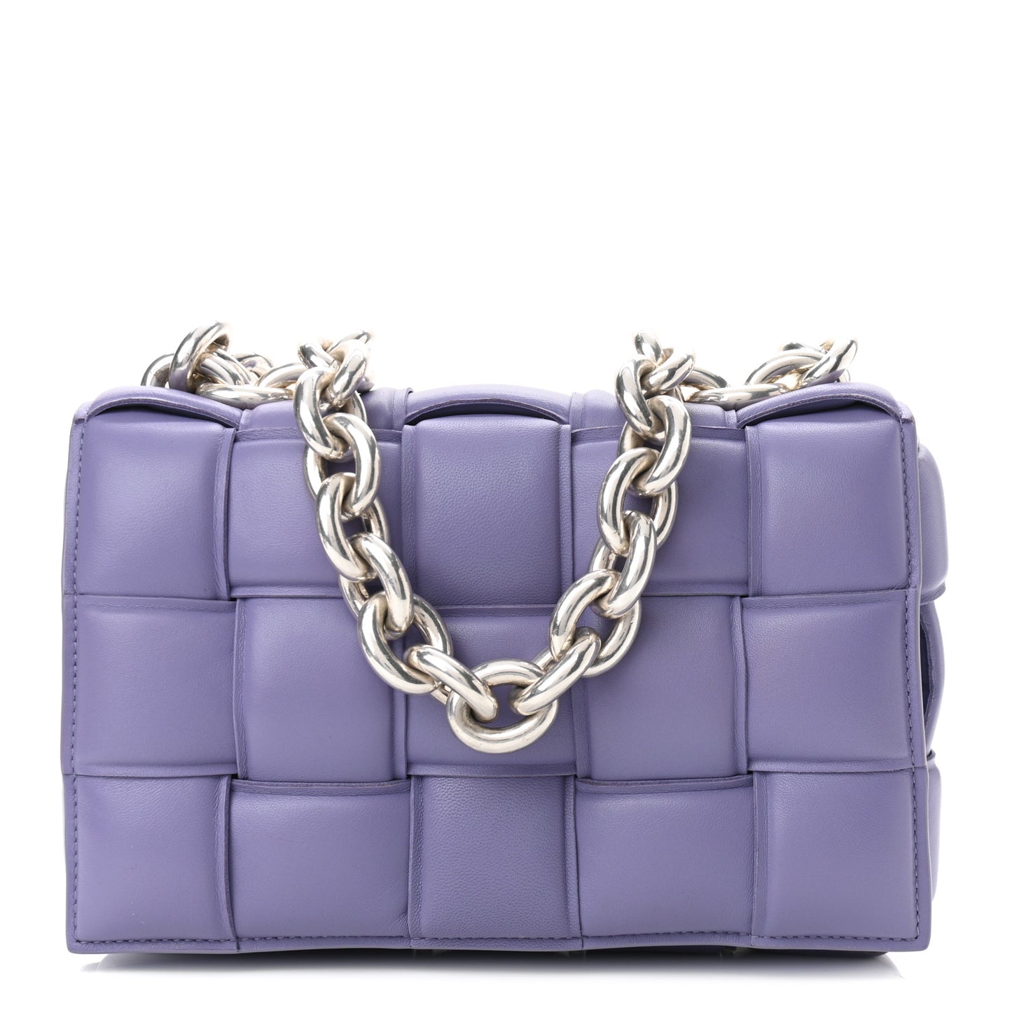 Lambskin Maxi Intreccio Padded Chain Cassette Crossbody Bag Lavender