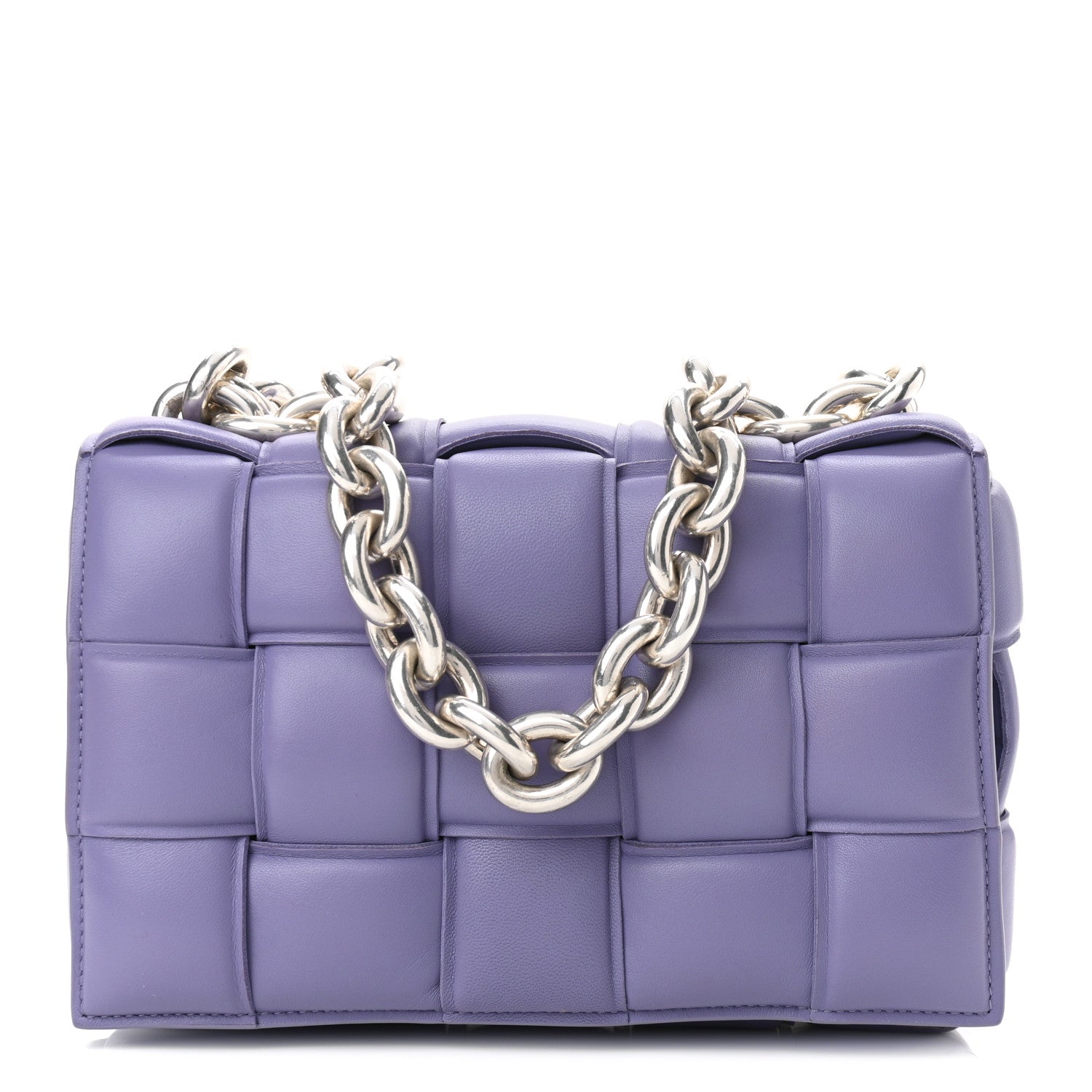 Bottega Veneta Lambskin Maxi Intreccio Padded Chain Cassette Crossbody Bag Lavender 1 of 10