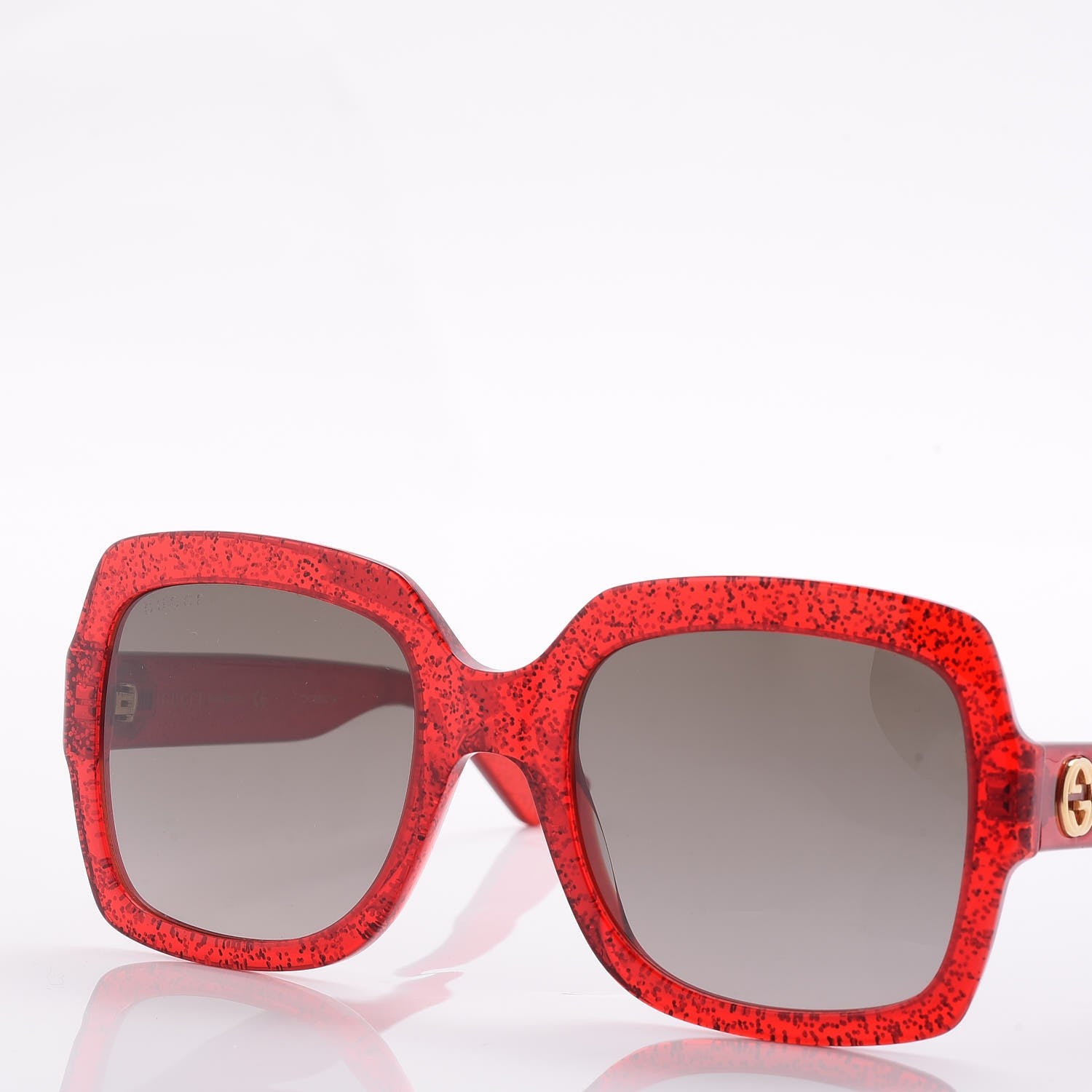 Gucci Square Frame GG 0036S Sunglasses Glitter Red 7 of 8