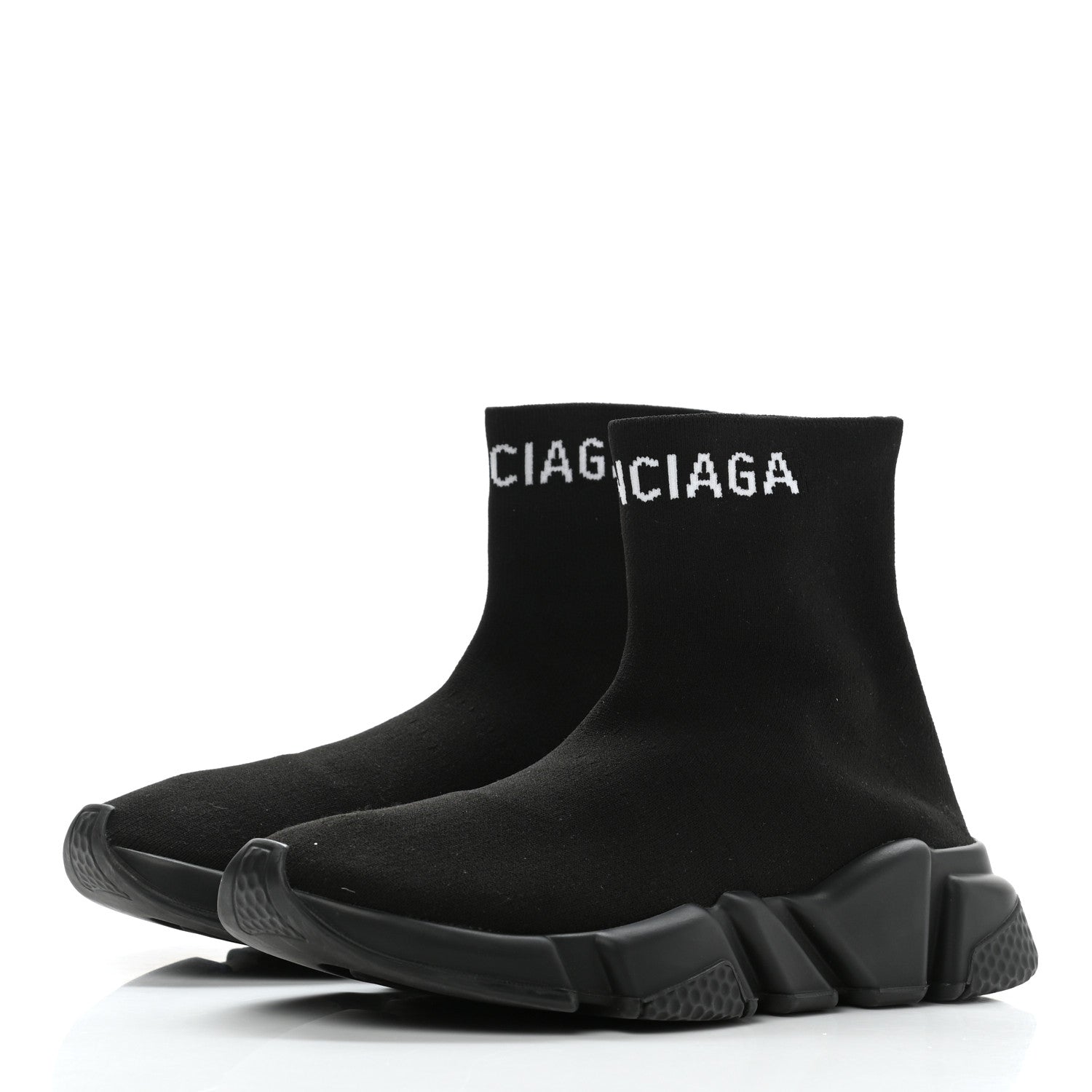 Balenciaga Neoprene Knit Logo Womens Hi Speed Sneakers 36 Black 3 of 8
