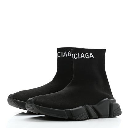 Balenciaga Neoprene Knit Logo Womens Hi Speed Sneakers 36 Black 3 of 8