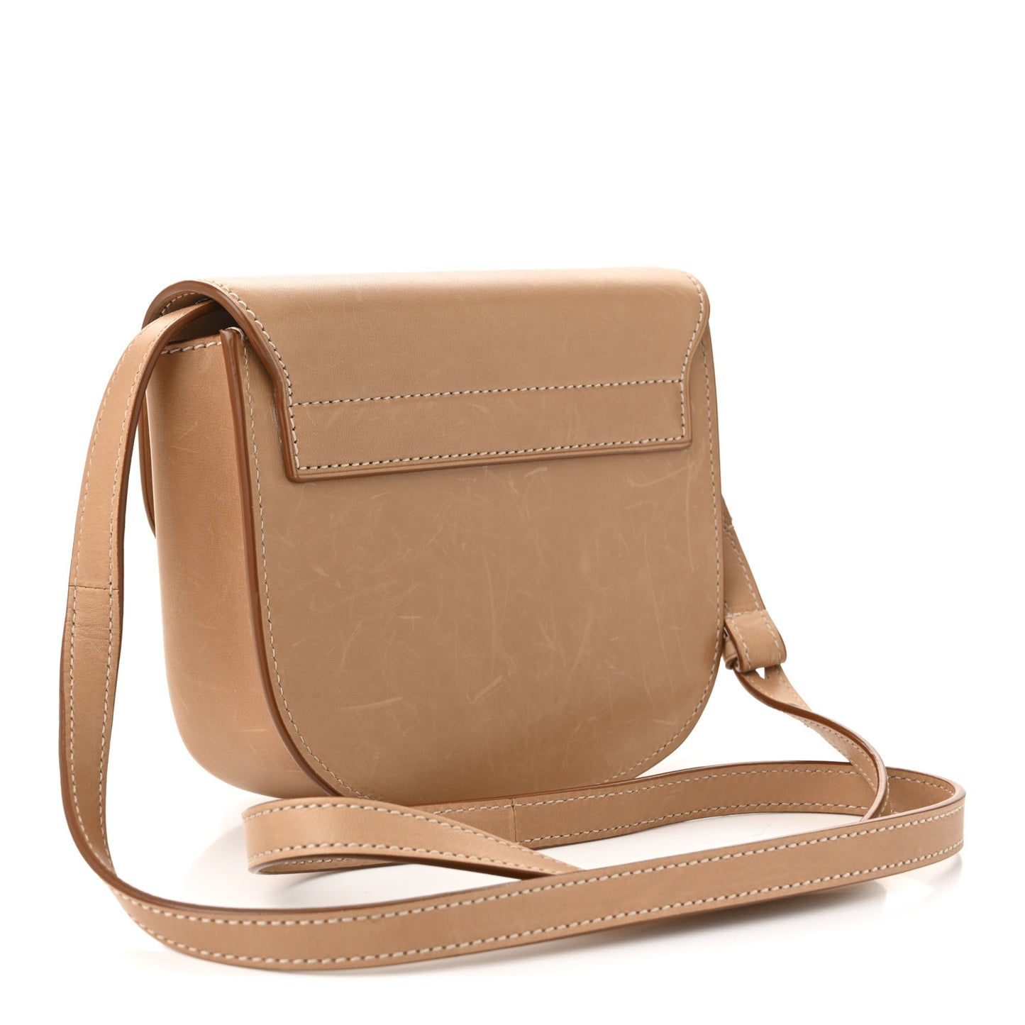 Smooth Vintage Calfskin Small Kaia Satchel Brown Gold
