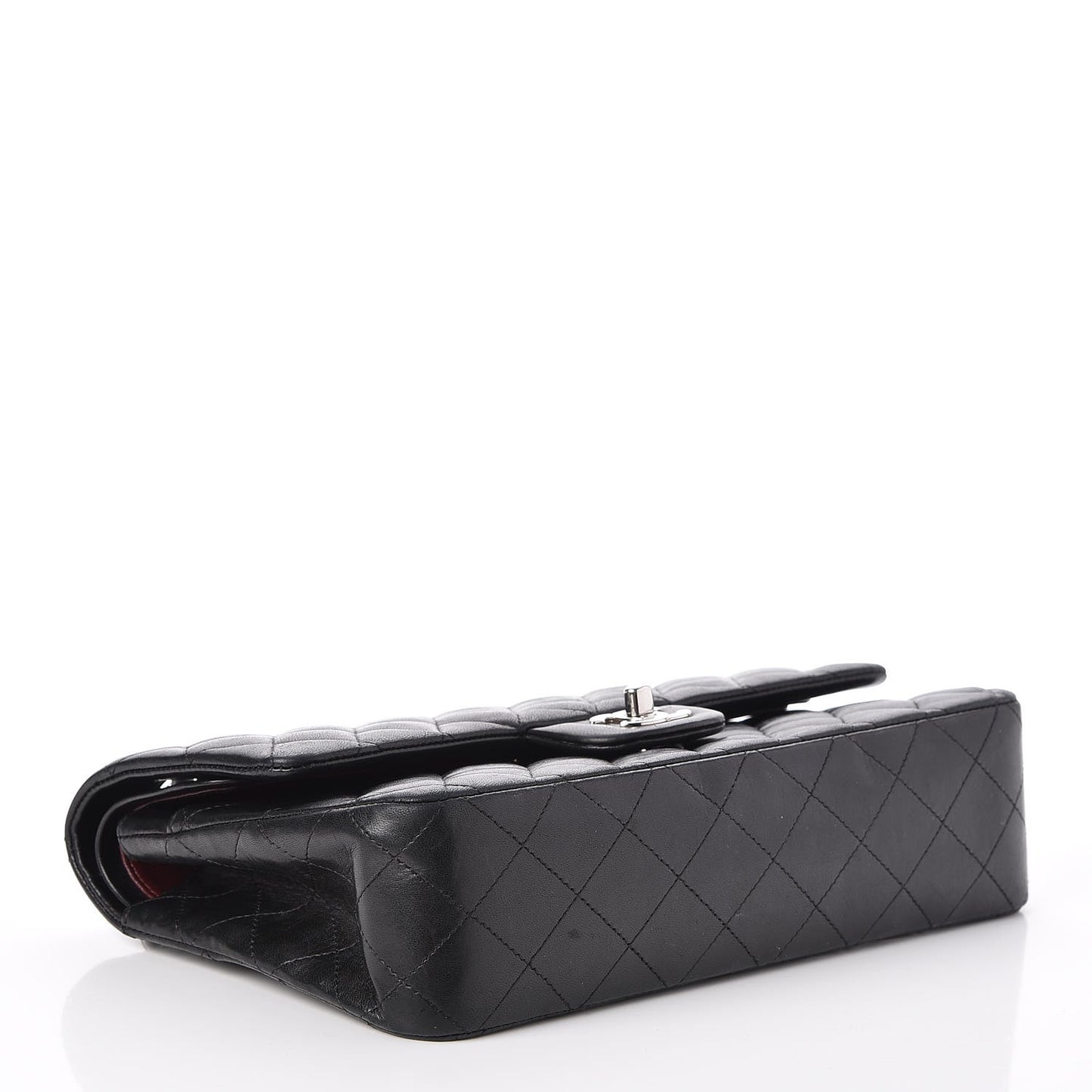 Lambskin Quilted Medium Double Flap Black