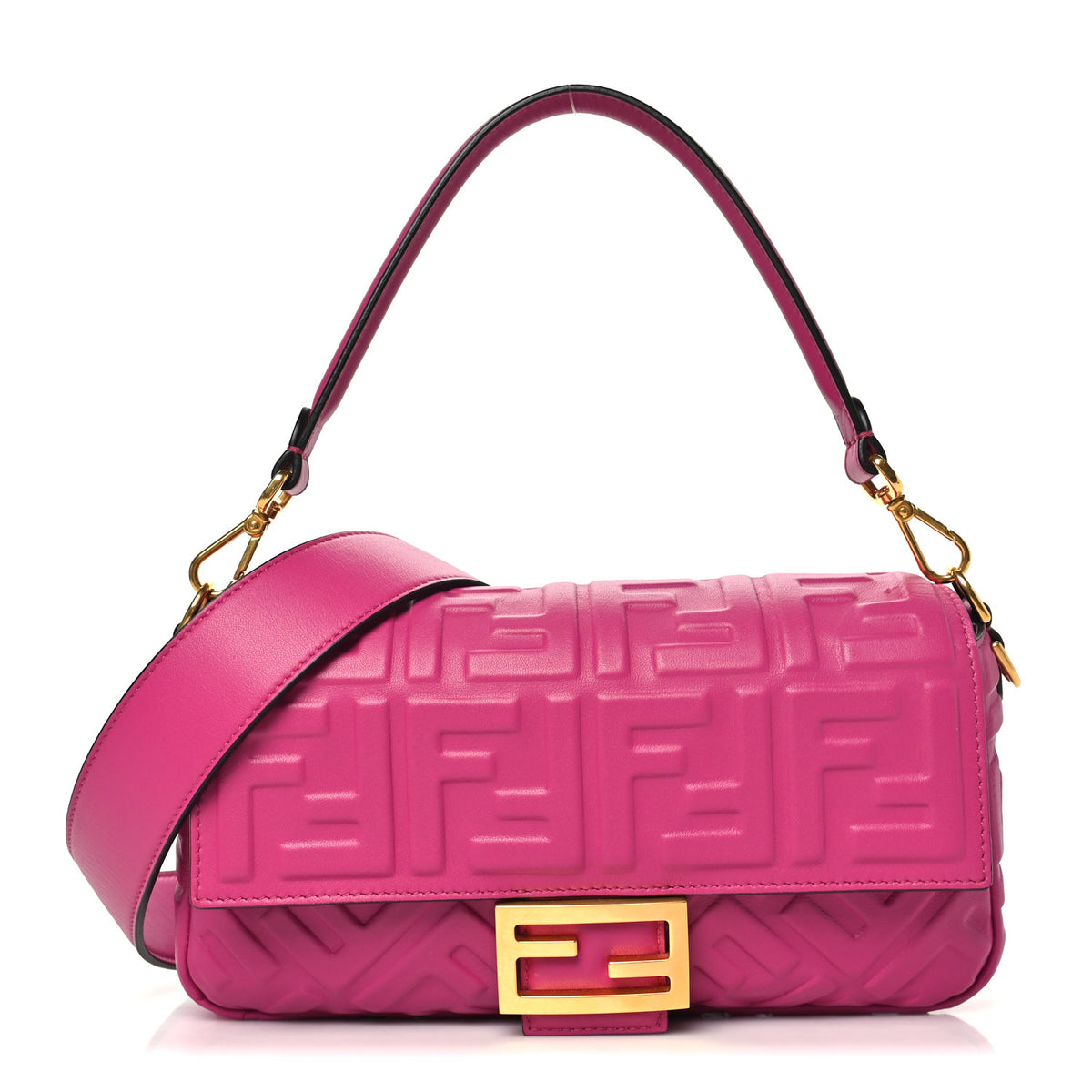 Fendi Nappa FF 1974 Embossed Baguette Ciclamino Pilar 1 of 10