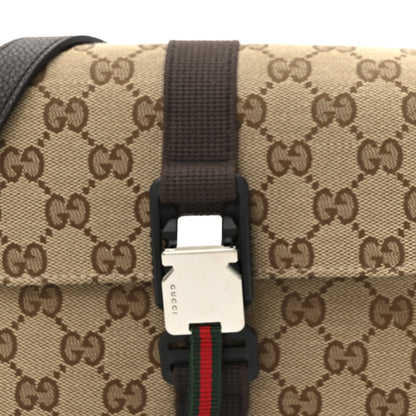 Gucci Monogram Textured Dollar Calfskin Web Mini Messenger Bag Beige Ebony Cocoa 8 of 10