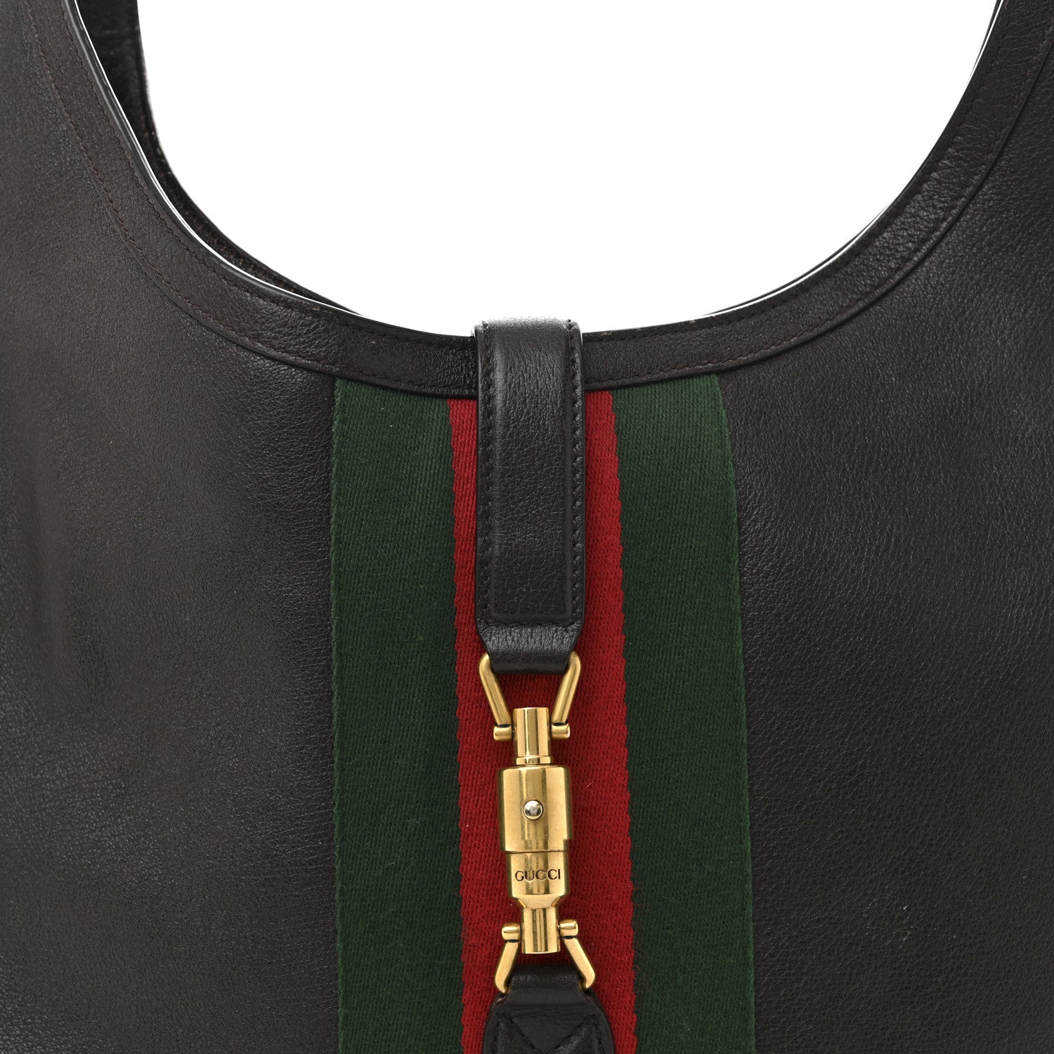 Gucci Soft Grained Calfskin Web Large Jackie Hobo Dark Brown 9 of 16