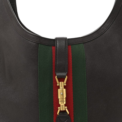 Gucci Soft Grained Calfskin Web Large Jackie Hobo Dark Brown 9 of 16