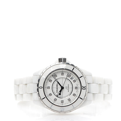 Chanel Stainless Steel Ceramic Diamond 38mm J12 Automatic Watch White 2 of 5