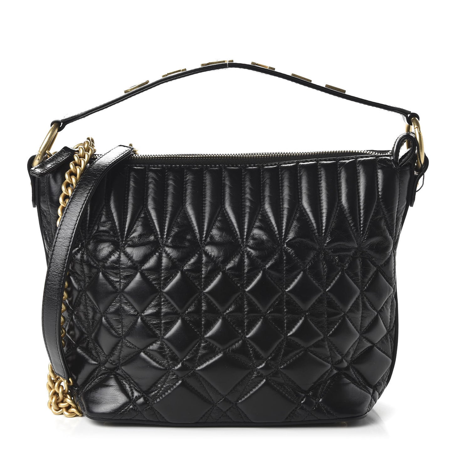 Glazed Calfskin Quilted State Of The Art Hobo Black
