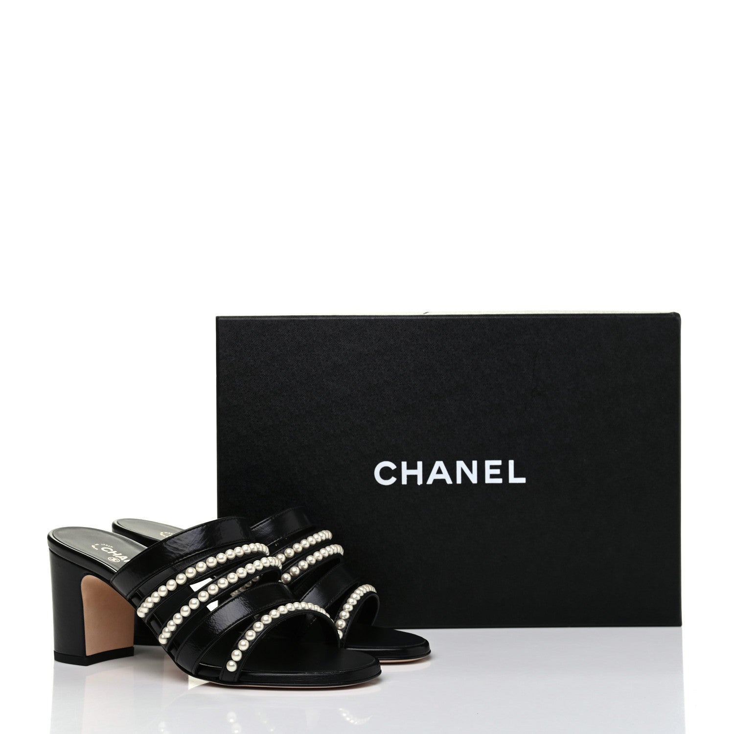 Chanel Laminated Lambskin CC Pearl Mules 36 Black 12 of 12