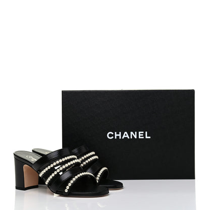 Chanel Laminated Lambskin CC Pearl Mules 36 Black 12 of 12