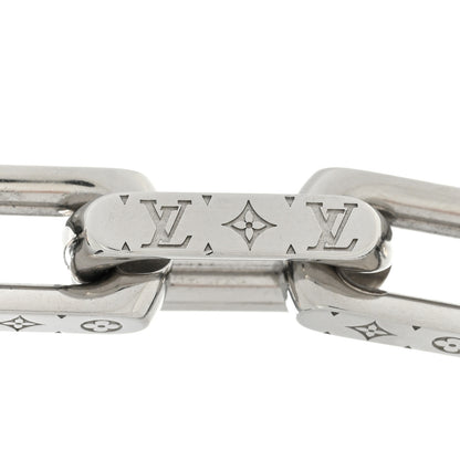 Louis Vuitton Metal Engraved Monogram Chain Necklace Silver Black 4 of 6