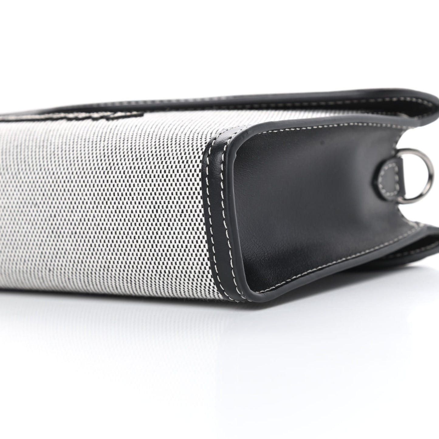 Canvas Calfskin Foldover Pocket Bag Black