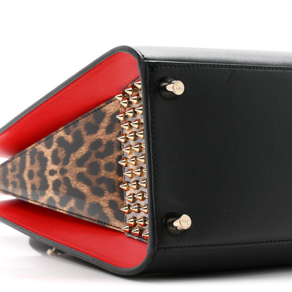 Christian Louboutin Calfskin Patent Leopard Spiked Medium Paloma Black 9 of 10