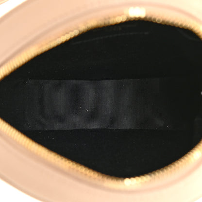 Saint Laurent Grain De Poudre Matelasse Chevron Quilted Round Vinyle Camera Bag Dark Beige 5 of 10