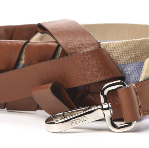 Fendi Woven Twill Calfskin Lace Up Bow Strap You Cuoio Multicolor 5 of 5
