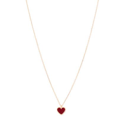 Van Cleef & Arpels 18K Rose Gold Carnelian Sweet Alhambra Heart Pendant Necklace 1 of 5
