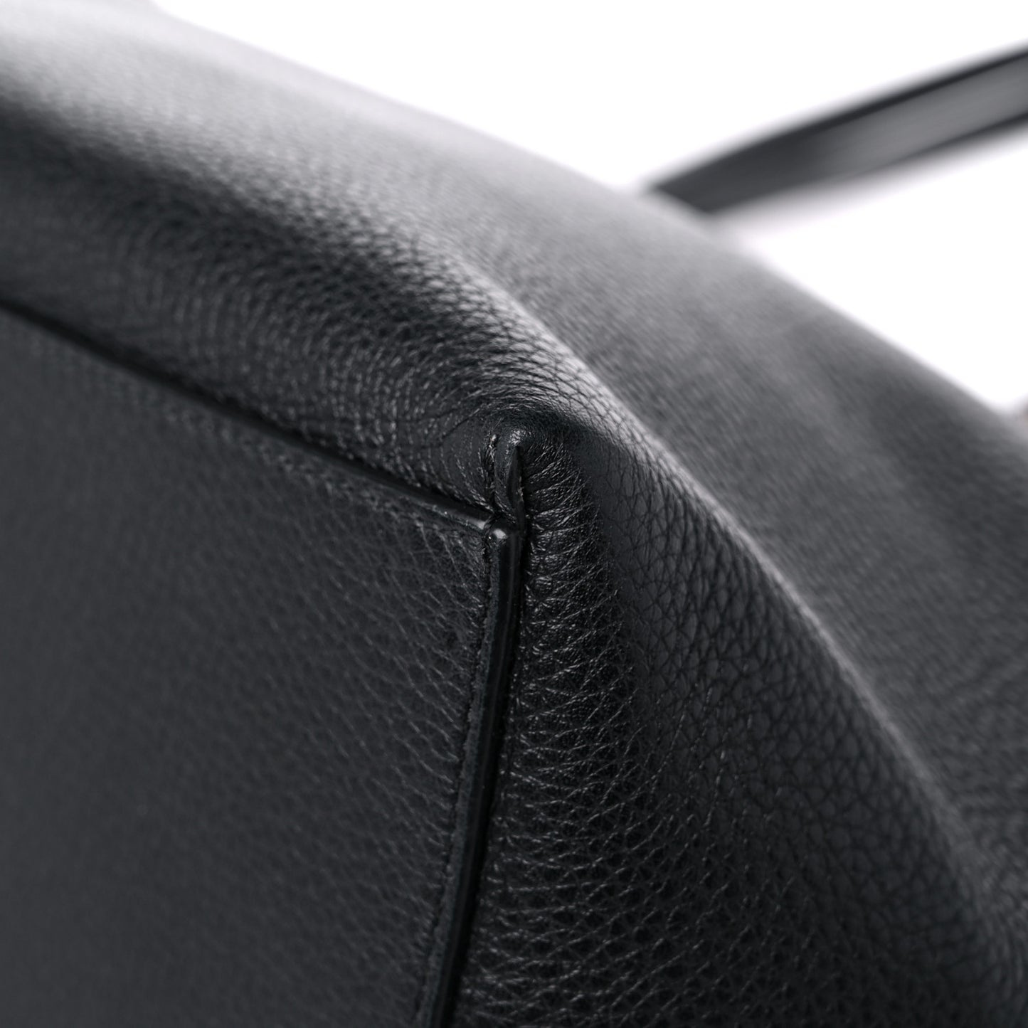 Grained Calfskin Rockstud Shoulder Tote Black