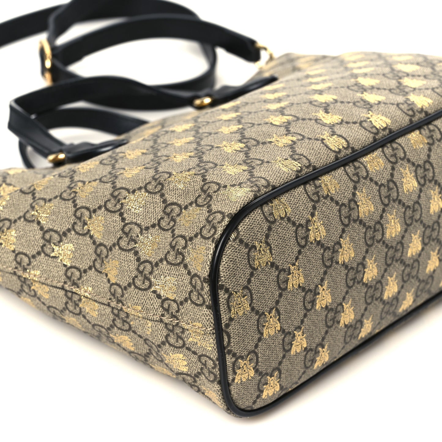 Soft GG Supreme Monogram Bees Small Crossbody Tote Beige Oro Black