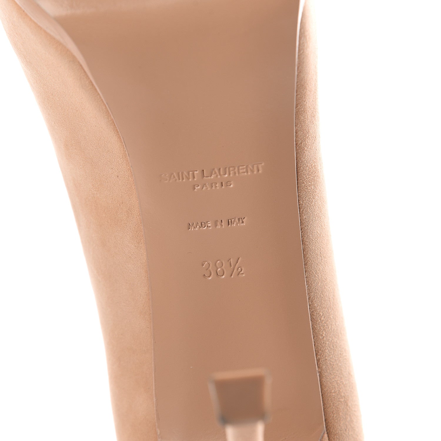 Saint Laurent Suede Patent Leather Tribtoo 80 Cap Toe Pumps 38.5 Nude 8 of 11