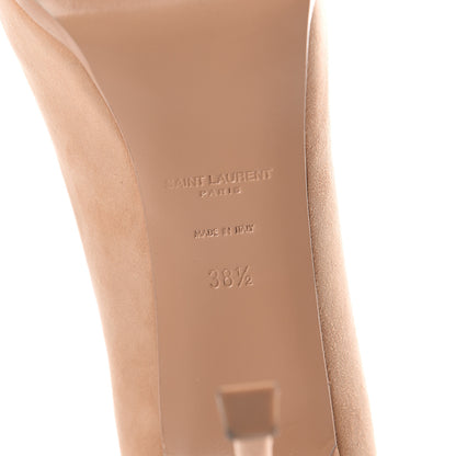 Saint Laurent Suede Patent Leather Tribtoo 80 Cap Toe Pumps 38.5 Nude 8 of 11