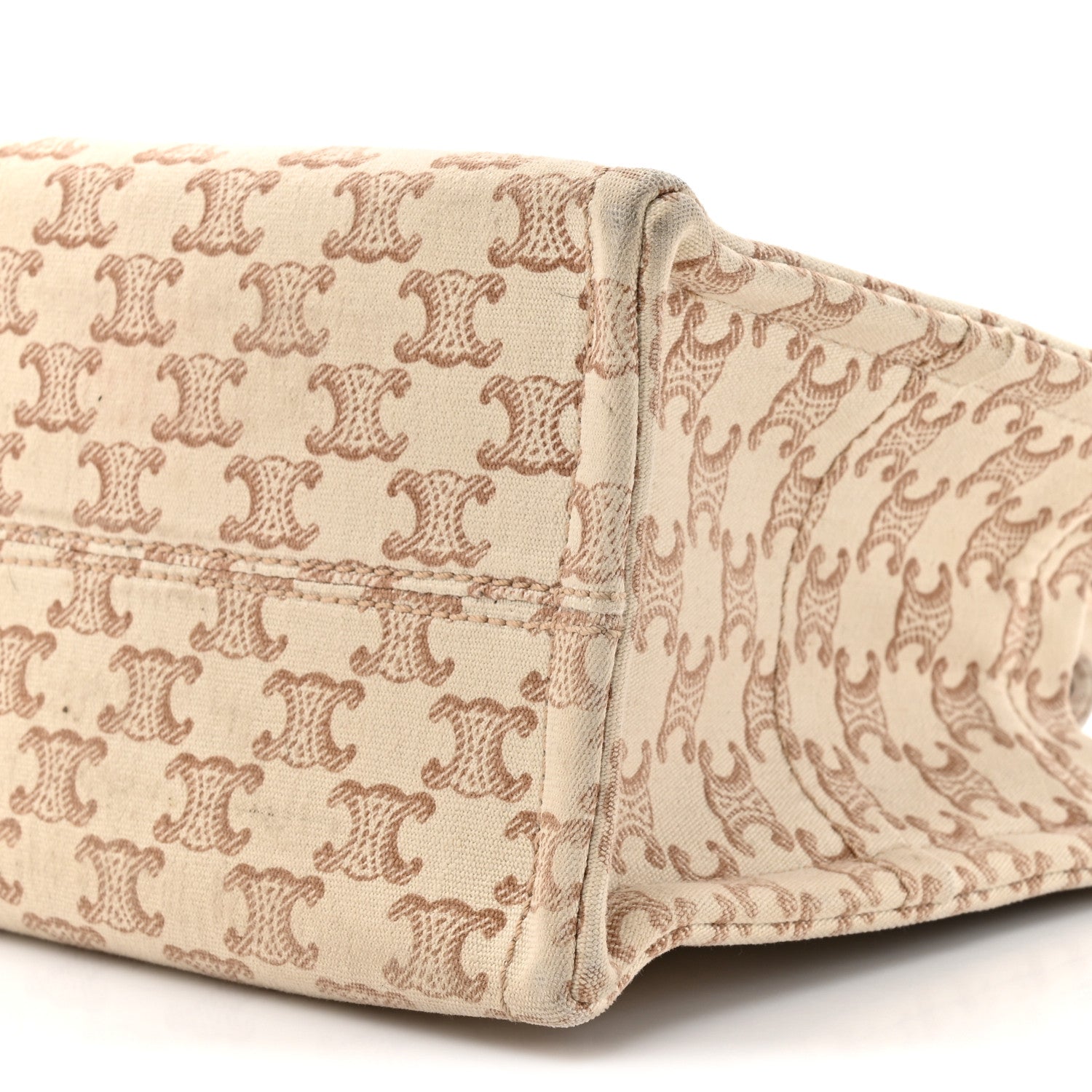 Celine Canvas Calfskin Triomphe Print Small Cabas Thais White 8 of 16