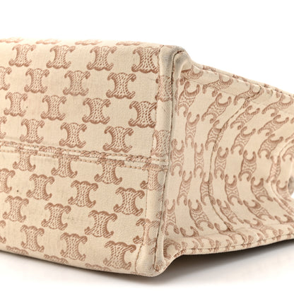 Celine Canvas Calfskin Triomphe Print Small Cabas Thais White 8 of 16