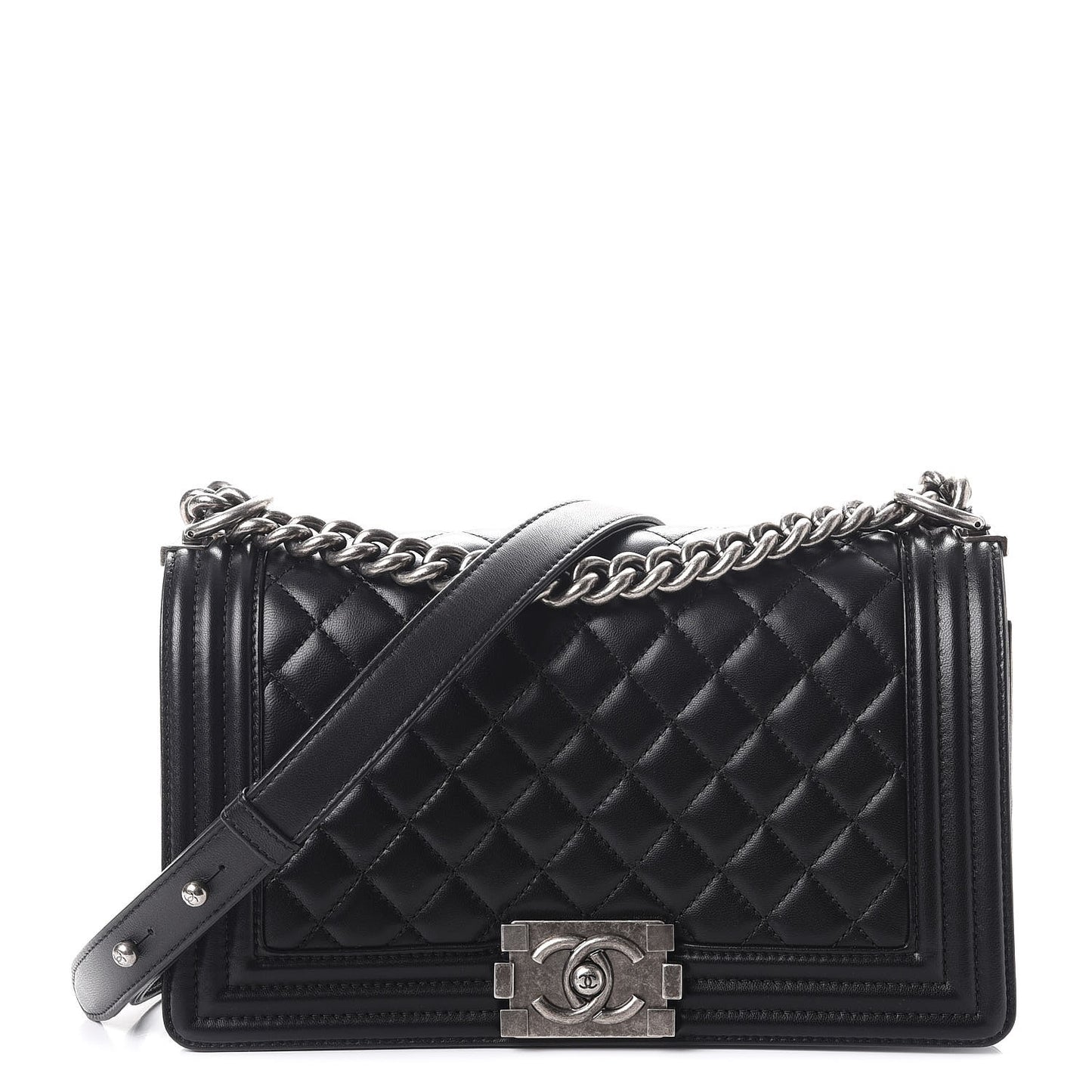 Lambskin Quilted Medium Boy Flap Black