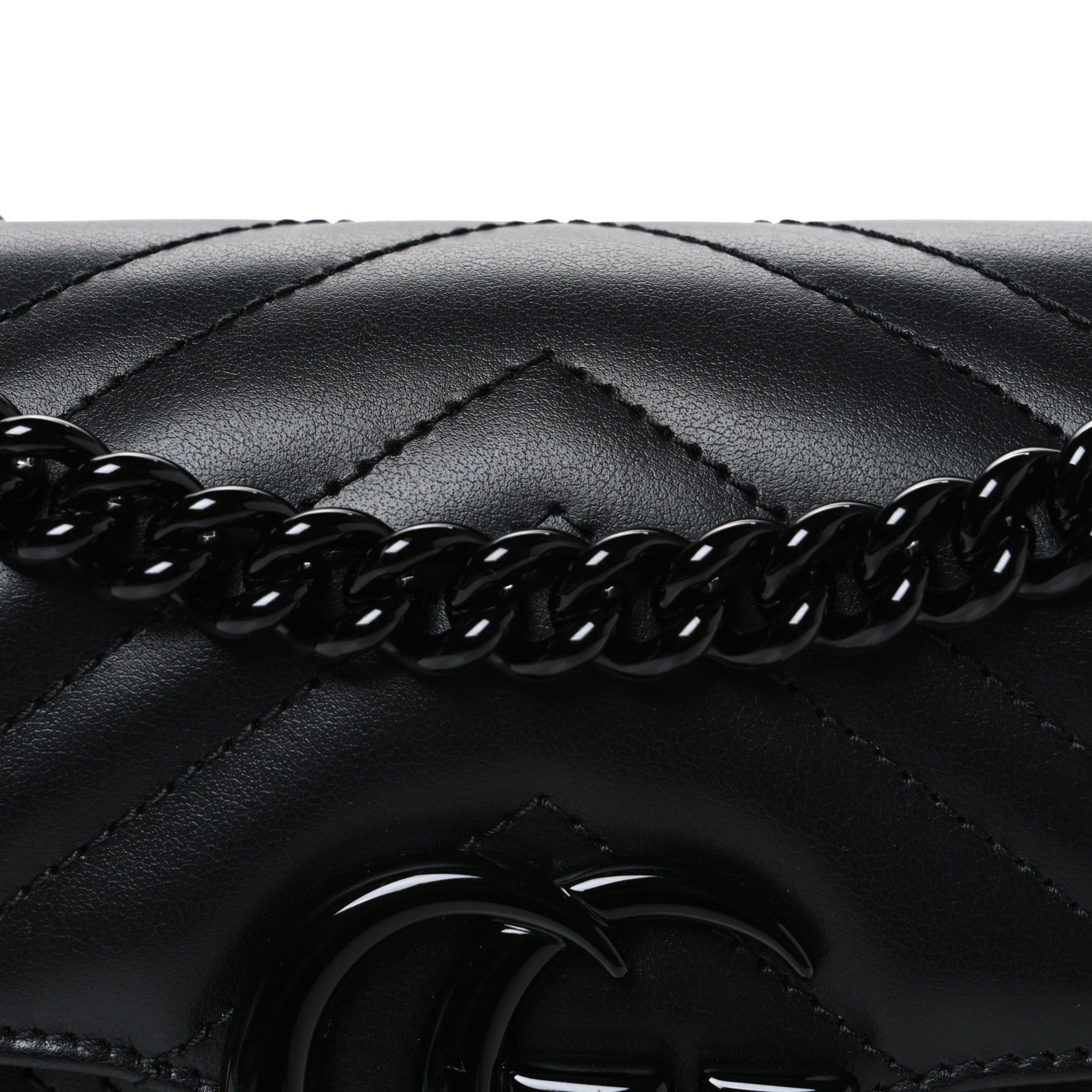 Gucci Calfskin Matelasse Monochrome Mini GG Marmont Shoulder Bag Black 8 of 10