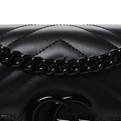 Gucci Calfskin Matelasse Monochrome Mini GG Marmont Shoulder Bag Black 8 of 10