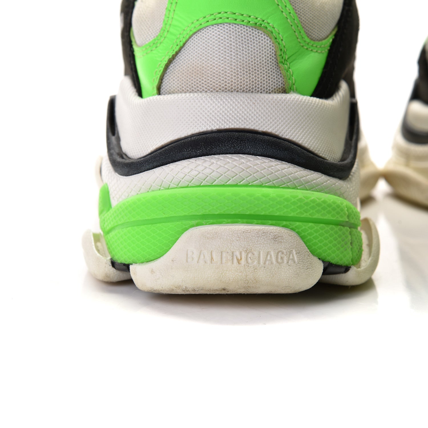 Balenciaga Fabric Mesh Mens Triple S Sneakers 40 White Green Fluo Black 5 of 13