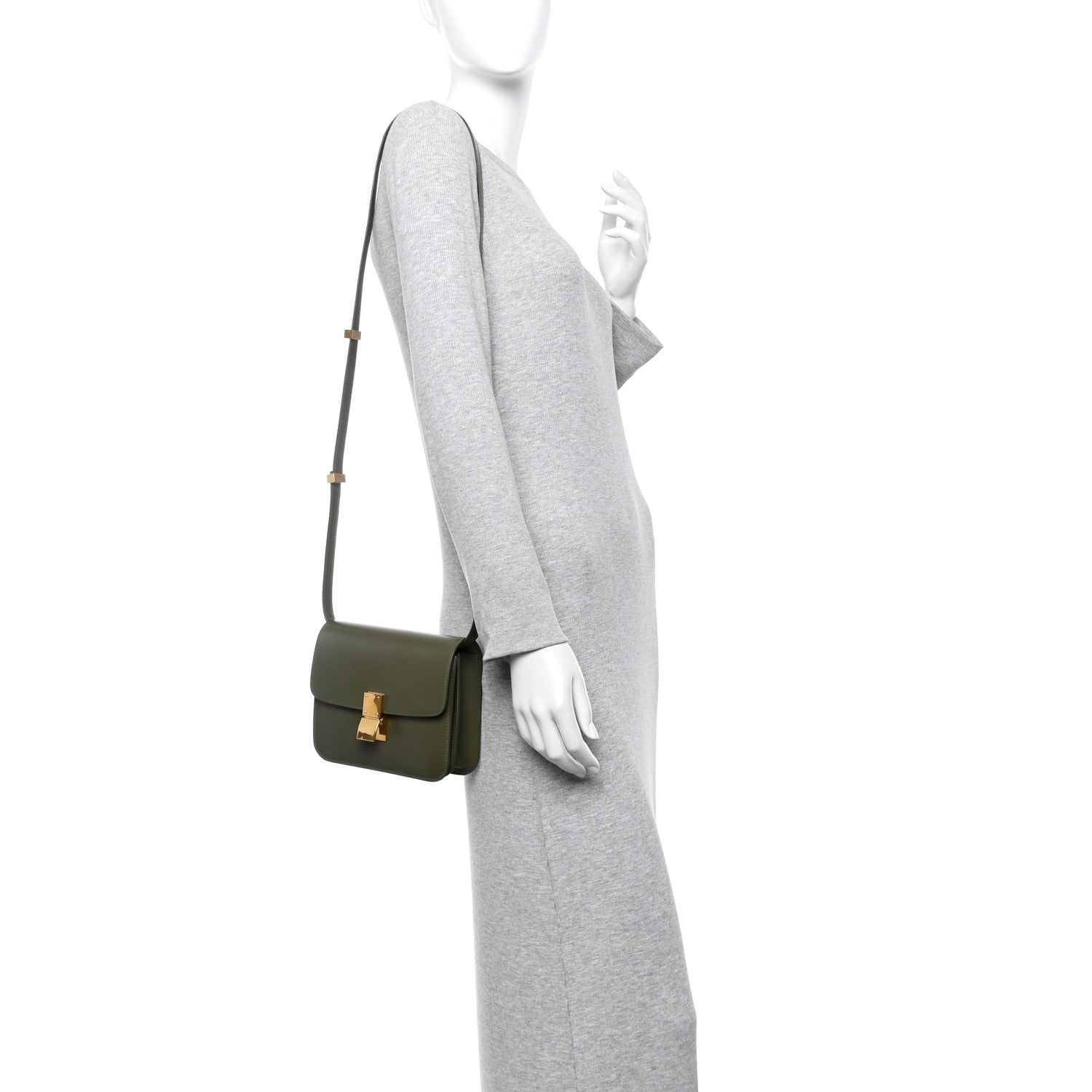 Celine Box Calfskin Teen Classic Box Flap Bag Dark Olive 2 of 14