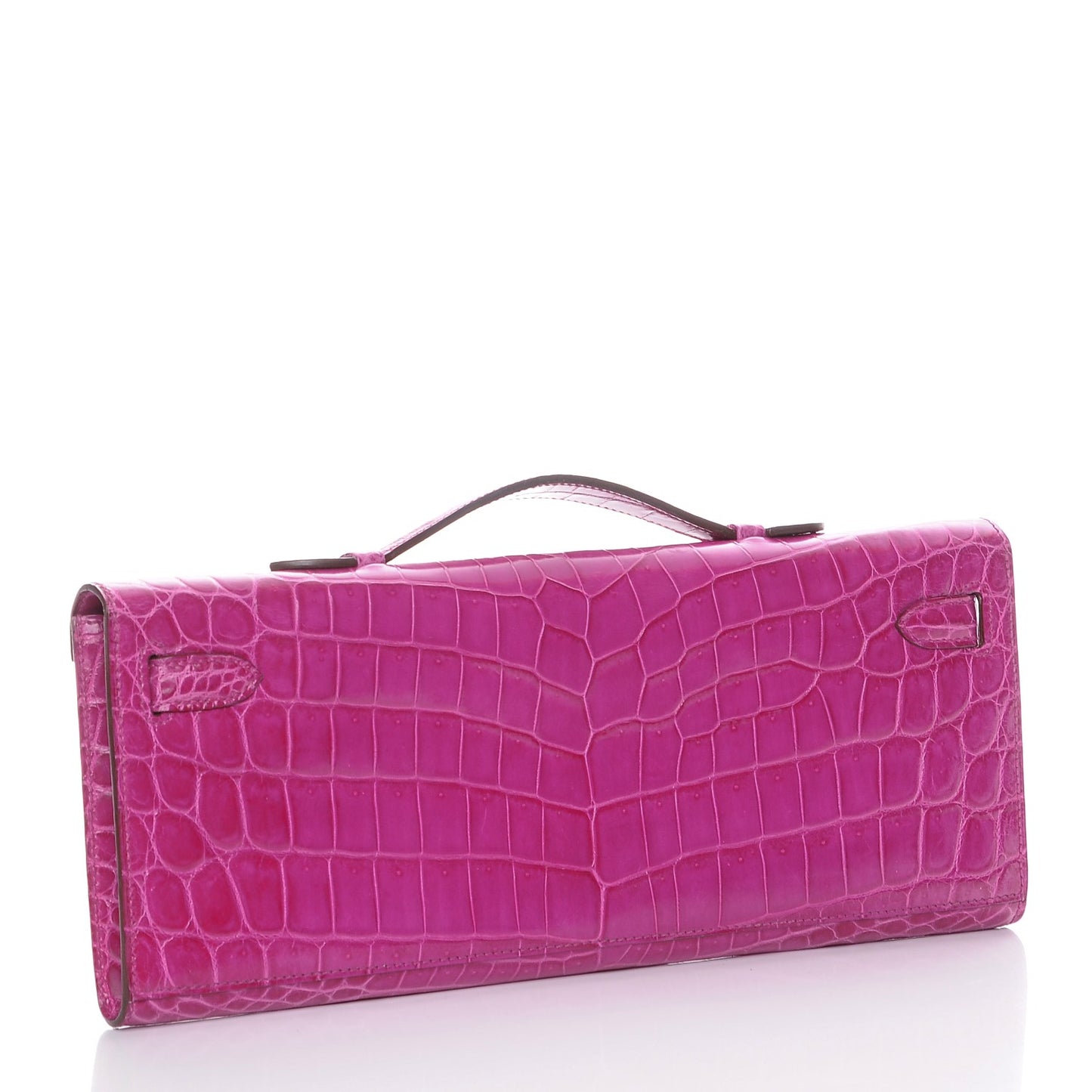 Shiny Niloticus Crocodile Kelly Cut Pochette Rose Scheherazade