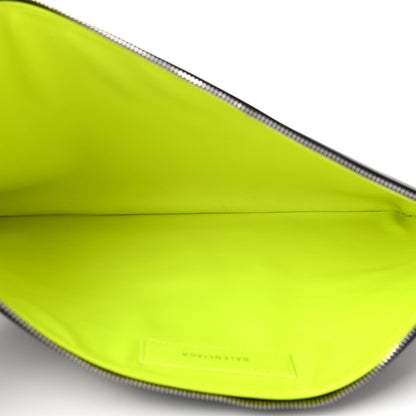 Balenciaga Smooth Calfskin Logo Zip Pouch Black Fluo Yellow 5 of 8