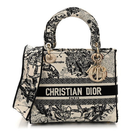 Christian Dior Canvas Embroidered Zodiac Toile De Jouy Medium Lady D-Lite Latte 1 of 9