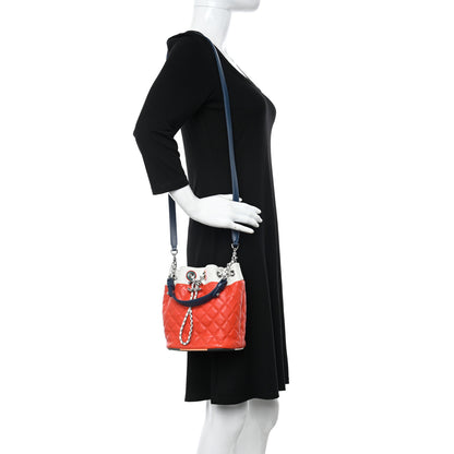 Chanel Lambskin Quilted Cuba Drawstring Tote Red White Blue 2 of 10