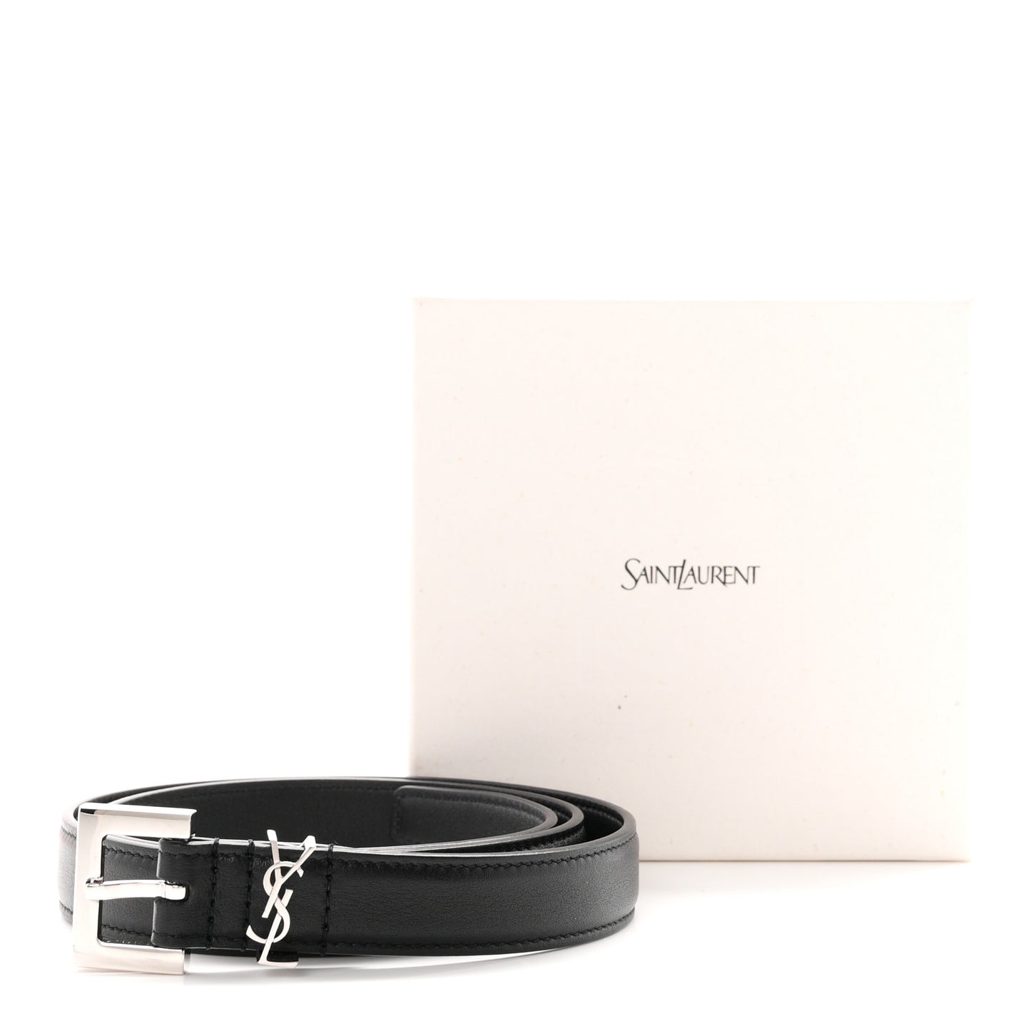 Smooth Calfskin Monogram Square Buckle Belt 70 28 Black