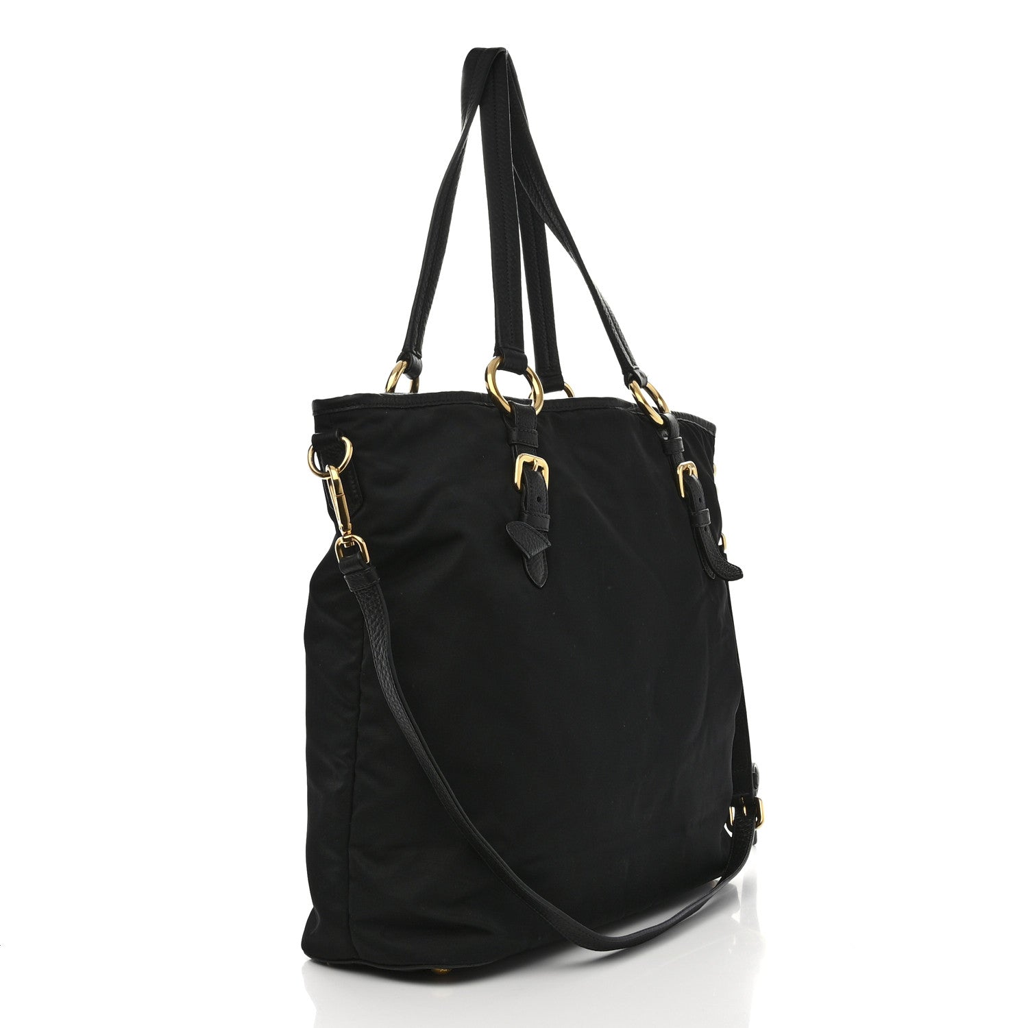 Prada Tessuto Nylon Vitello Daino Tote Black 3 of 13