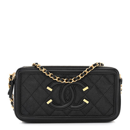Chanel Caviar Quilted CC Filigree Clutch With Chain Black 1 of 14