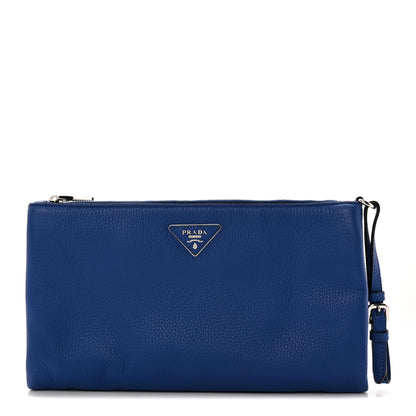 Prada Vitello Daino Wristlet Pouch Royal 1 of 7