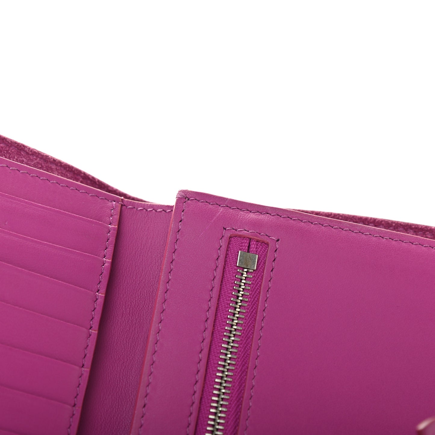 Grained Calfskin Medium Multifunction Strap Wallet Magenta